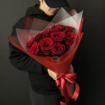 Композиция из красных роз 40 см (эквадор)