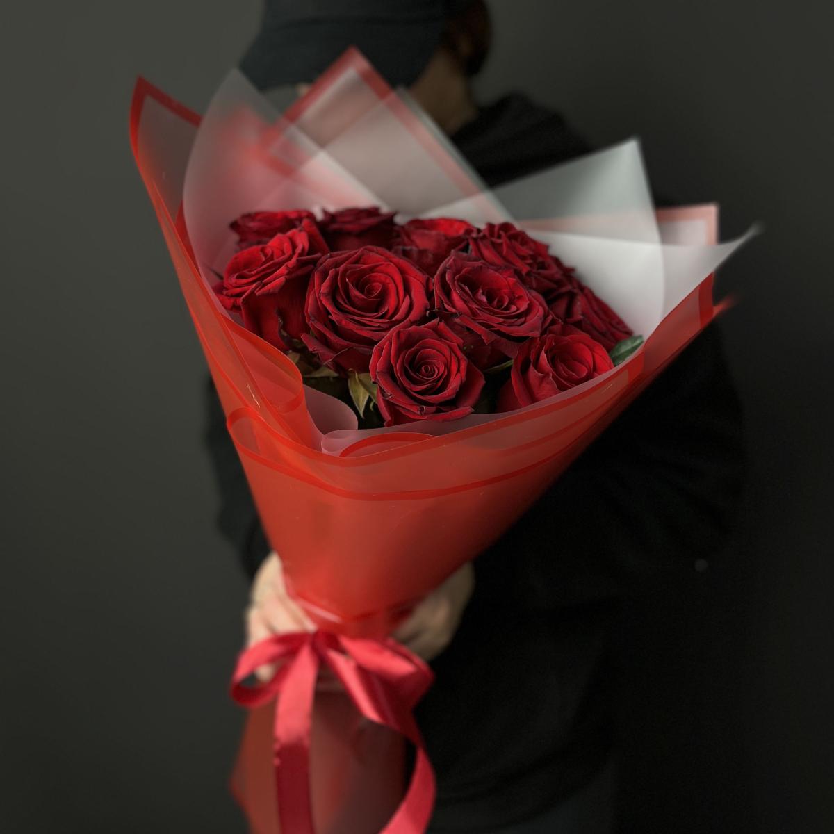 Композиция из красных роз 40 см (эквадор)