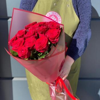 Российские красные розы 15 шт. (60 см)