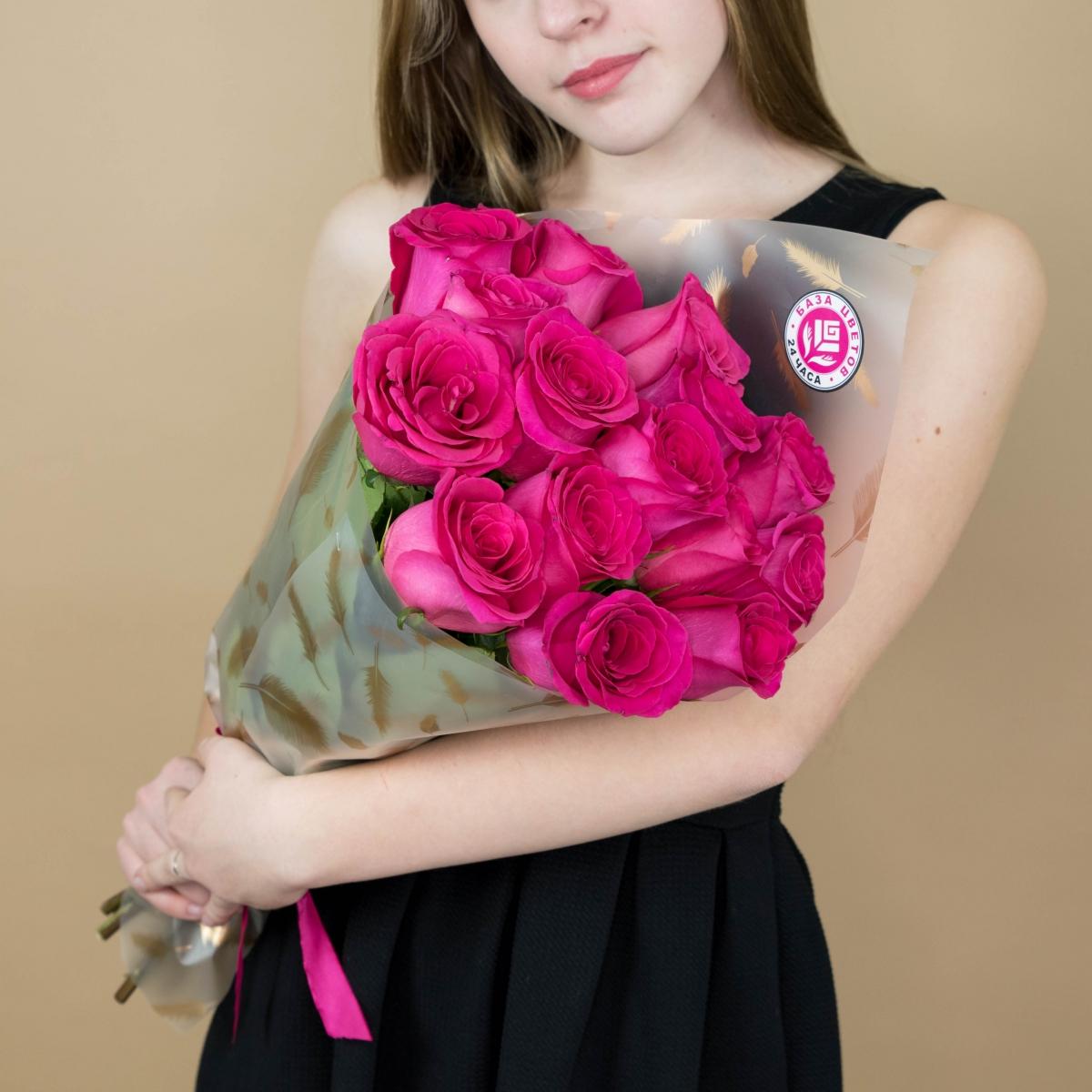 Букет из розовых роз 15 шт 40 см (Эквадор) [код товара - 9648moscow]