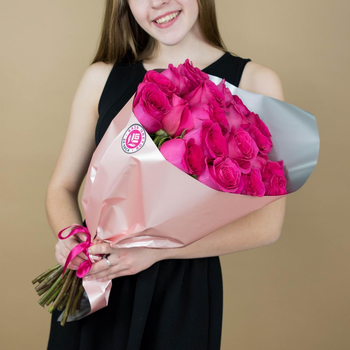 Букет из розовых роз 21 шт. (40 см) [код   9666moscow]