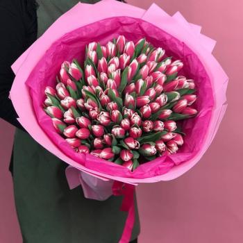 101 розово-белый тюльпан в фоамиране