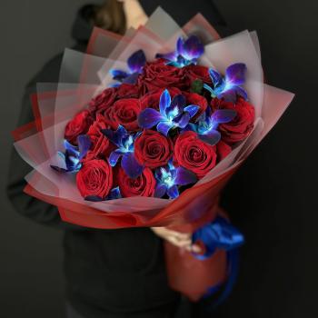 Букет Розы с дендробиумом